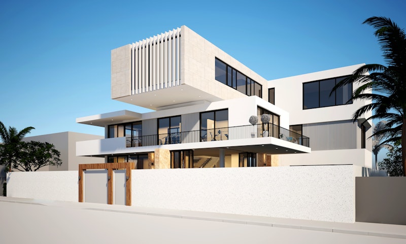 Render de casa con reglamento de construcción